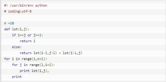 云计算开发:Python练习实例-打印出杨辉三角形