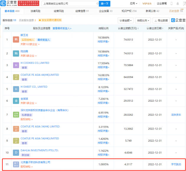 字节跳动子公司投资Manner coffee,持股1.07%