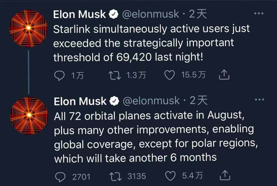 SpaceX星链互联网项目迎来里程碑:活跃用户已近7万人
