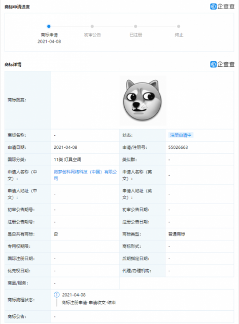字节跳动申请“狗头”、“狗头大作战”相关商标